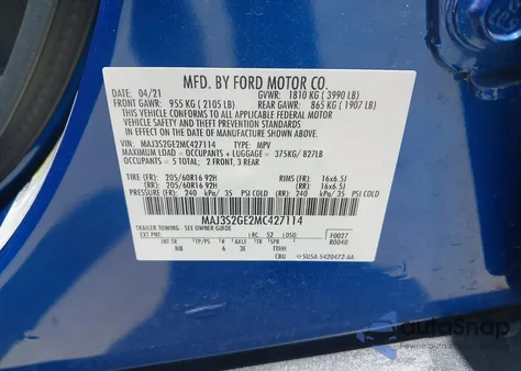 2021 Ford Ecosport Se z USA, uszkodzony, nr VIN MAJ3S2GE2MC427114